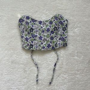 Glassons funky floral print lace up corset